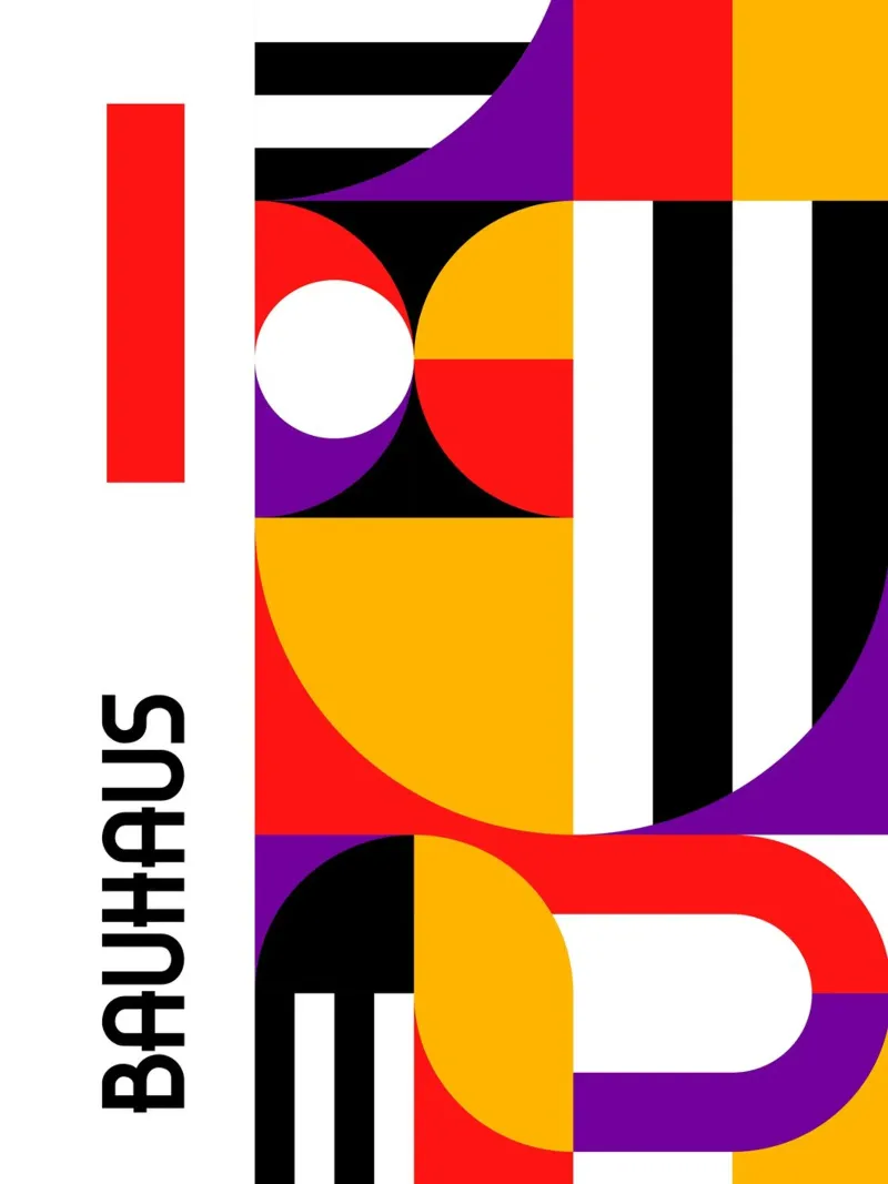 Bauhaus Geometric Shapes Vivid Abstract Color Print Vertical hahnemühle de Grungeo