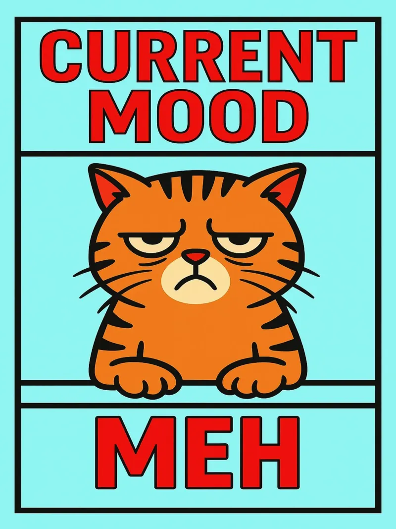 umore attuale meh gatto divertente poster da xandrax