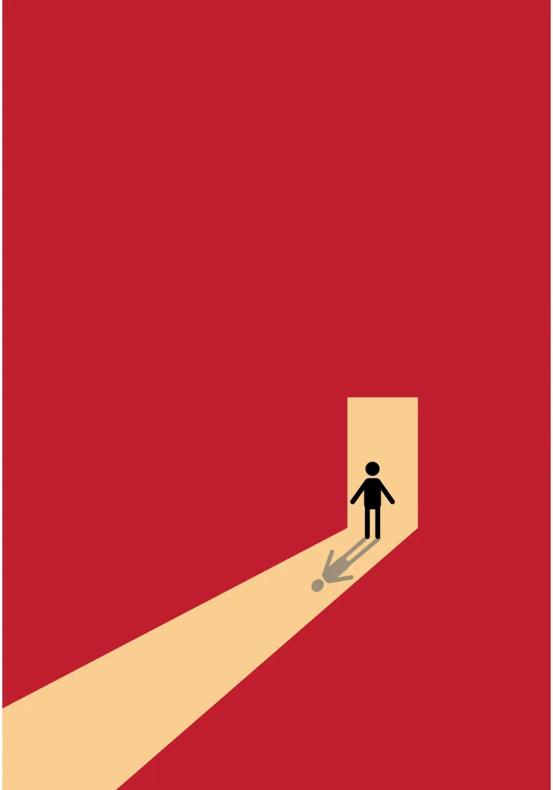 man shadow in front the door hahnemühle by Toolee