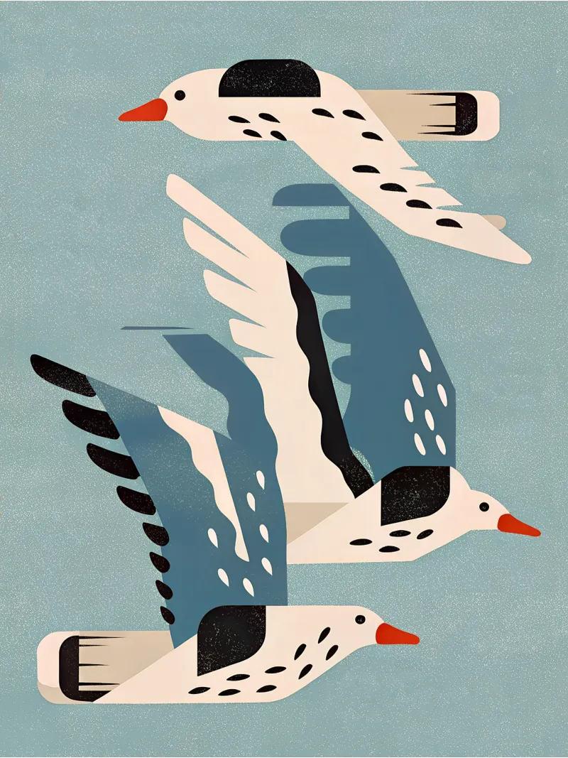 Gabbiani in volo - murale scandinavo poster da Studio Sori