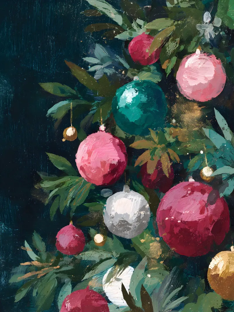 Evergreen Glow Ornaments carta hahnemühle da velvetwinterstudio