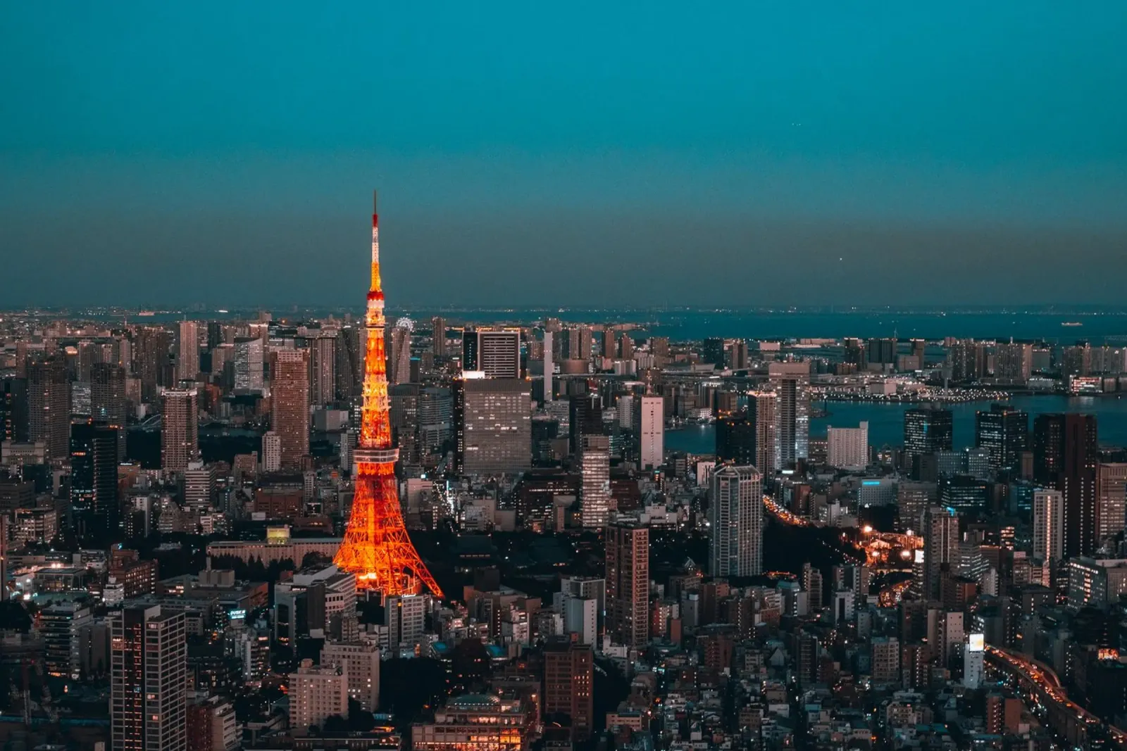 Torre di Tokyo vista di notte, Giappone pellicola backlit da Marcel Bisig