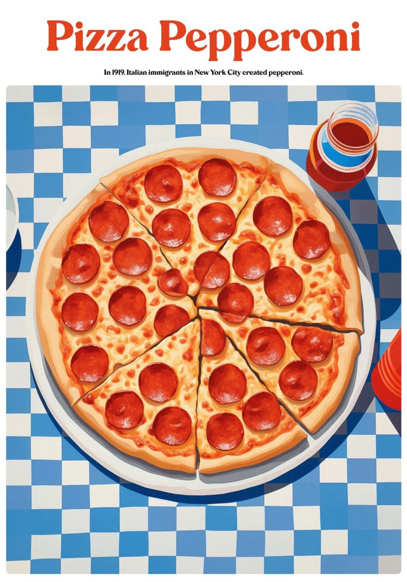 Boho Poster Club 3 Pizza Pepperoni poster de Boho Print Collection