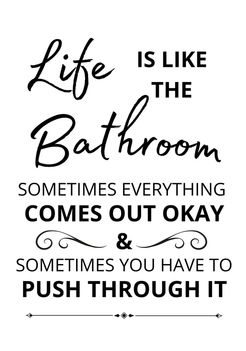 Life is like the bathroom text art alluminio dibond da vintageshop