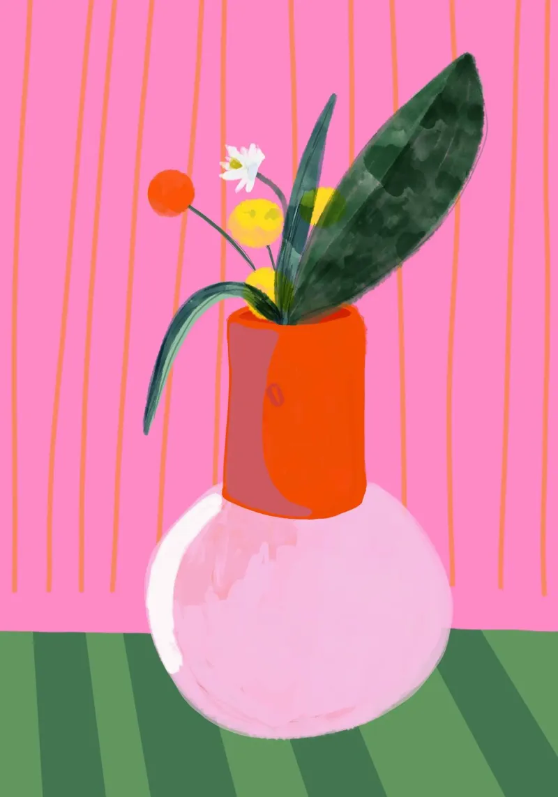 Mio Vaso pinky poster con telaio in alluminio da Hej Ibiza by Ute Arnold