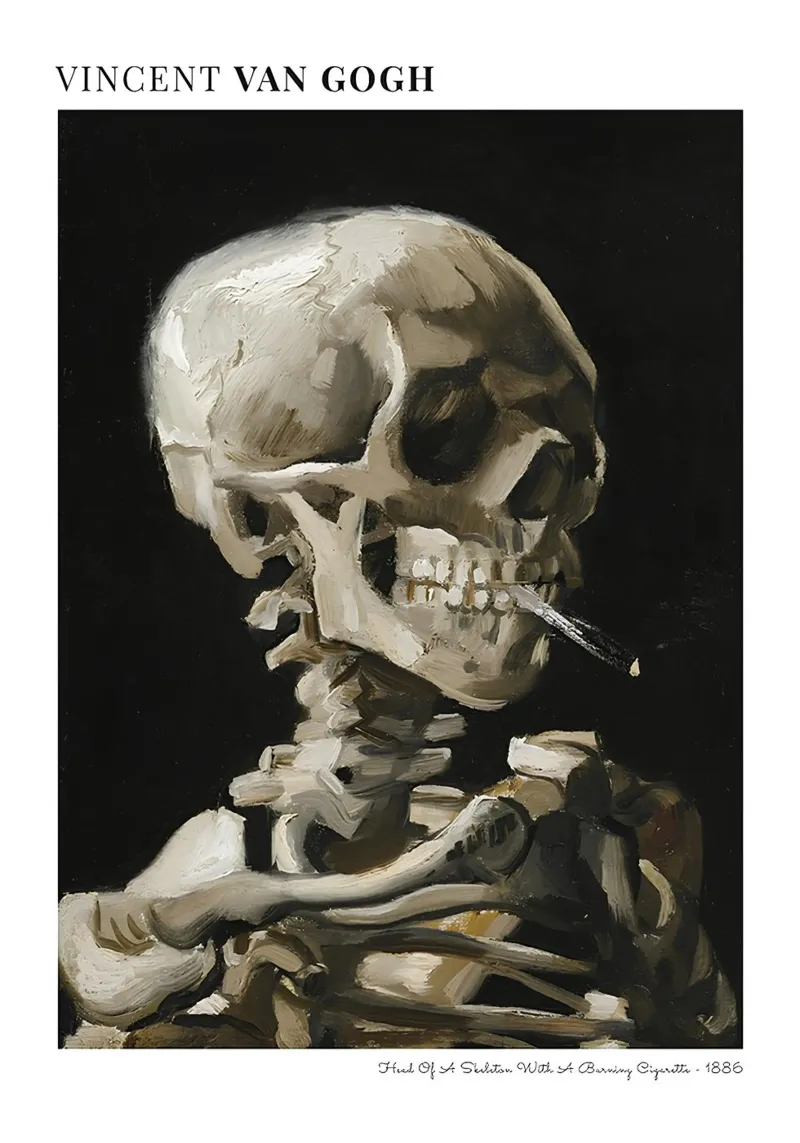 Van Gogh Testa di scheletro con sigaretta - Dark Academia P tela da MyMuseum