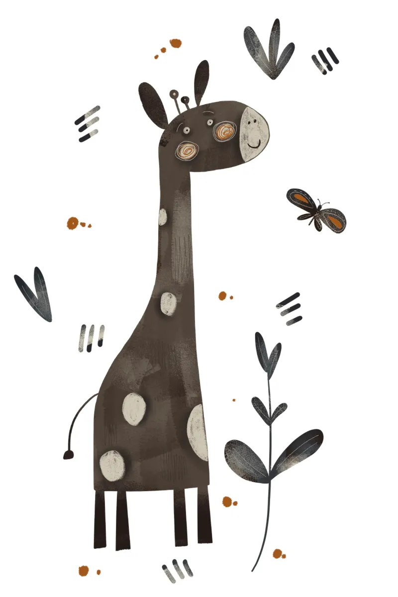 Nelli Suneli - Giraffa poster con telaio in legno da The Artcircle