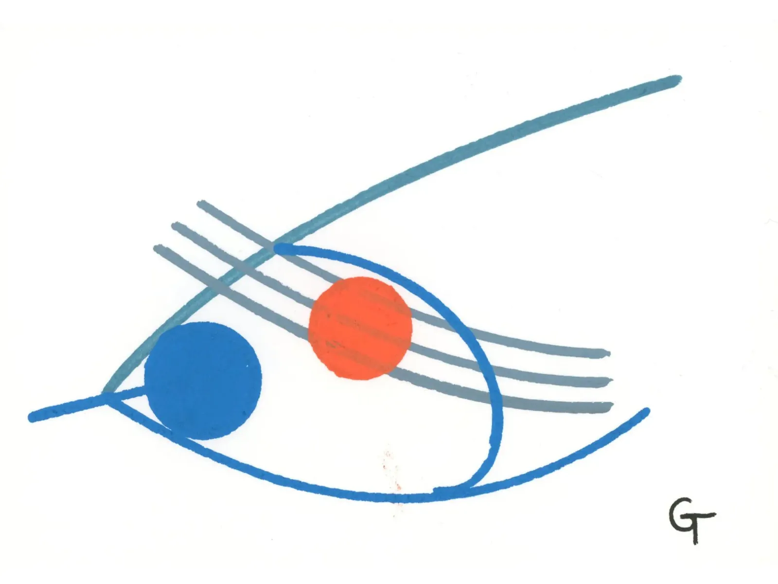BLue and orange fish canvas met Baklijst van gtobonart