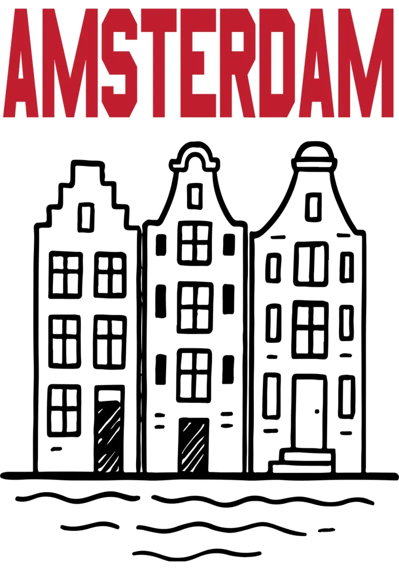Vettore di viaggio della città di Amasterdam carta hahnemühle da Margoo