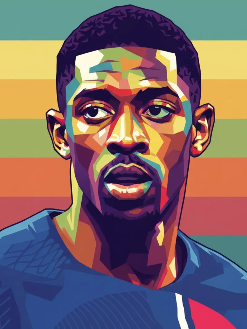 Ritratto pop art di Ousmane Dembele carta hahnemühle da Hantamrata