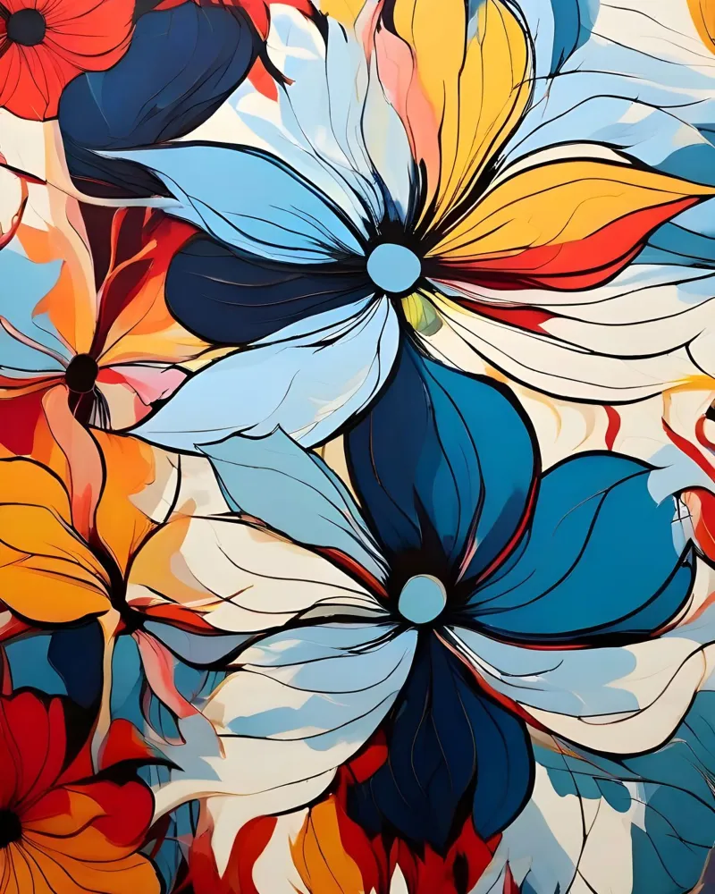 Levendig bloemenabstract canvas met Baklijst van Artistic-shop