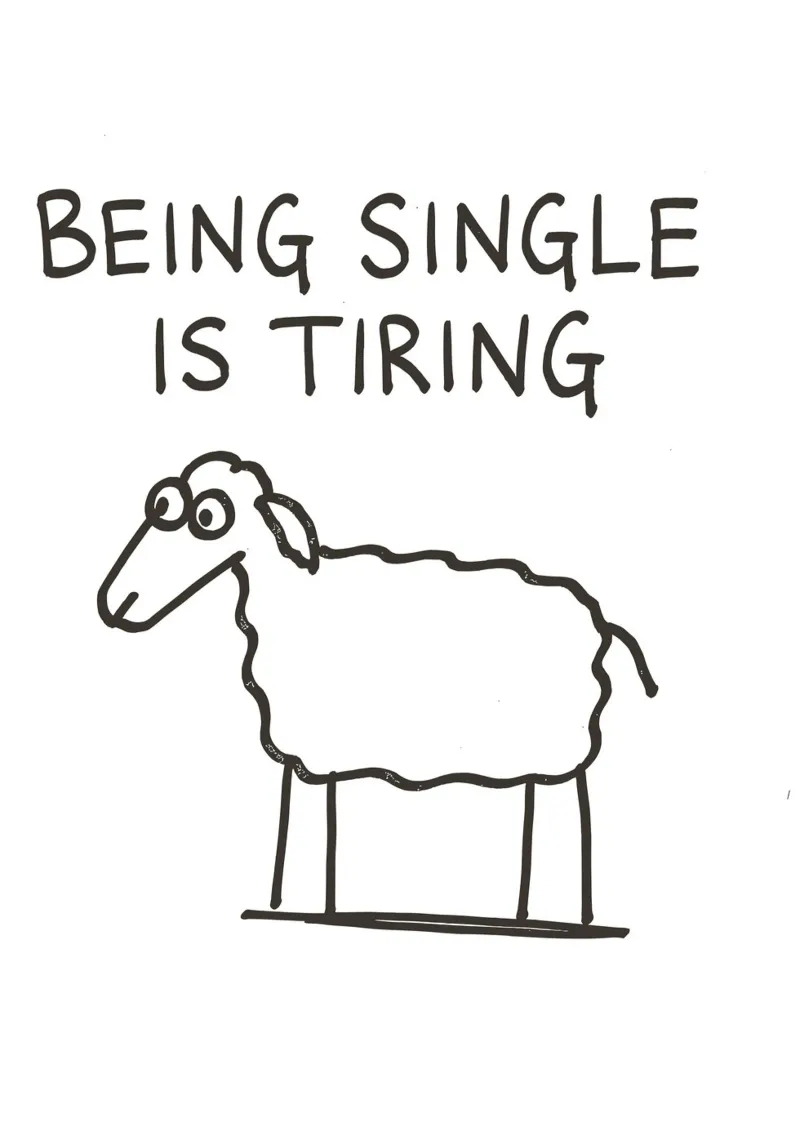 being single is tiring metacrilato de vintageshop