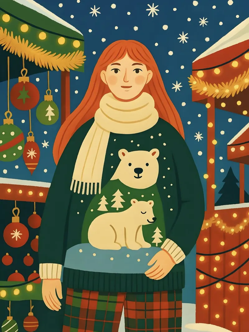 CHICA EN EL MERCADO DE NAVIDAD metacrilato de CHRISTMAS ART