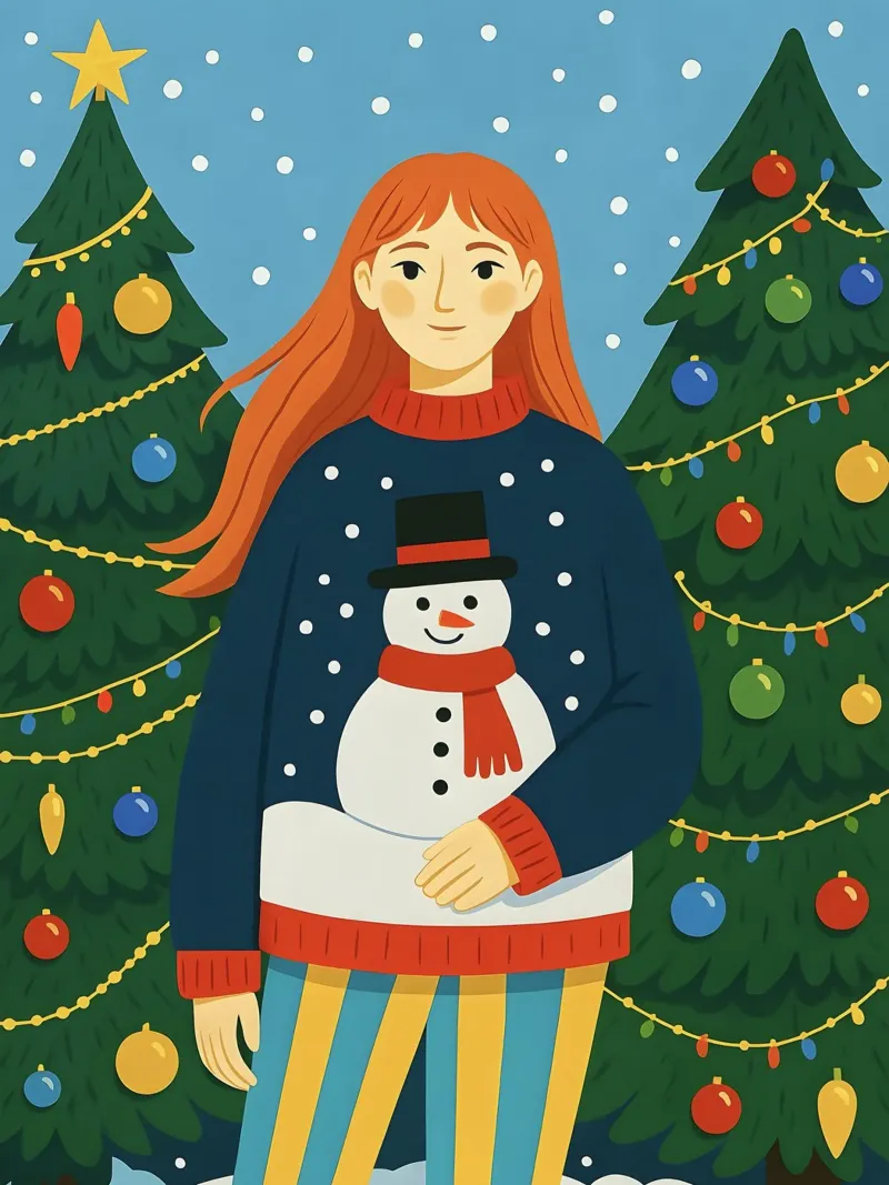 MUJER TRANQUILA EN NAVIDAD metacrilato de CHRISTMAS ART