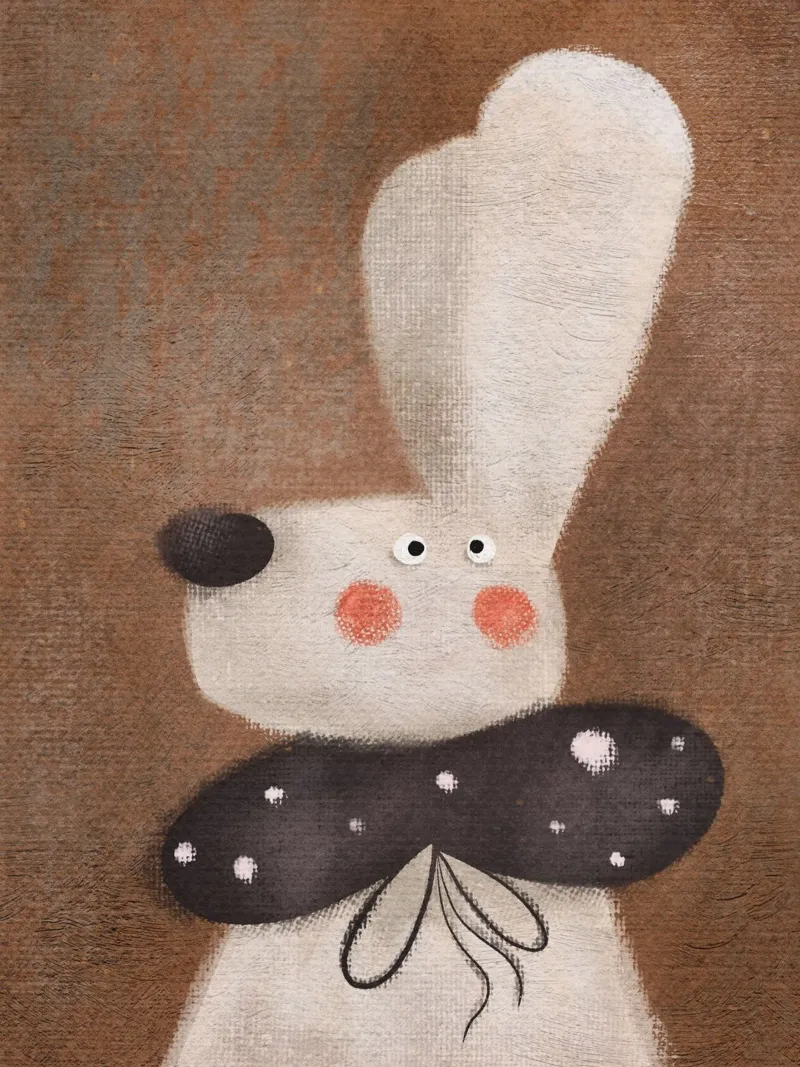 Nelli Suneli - Rabbit with a Bow canvas with Floater frame by The Artcircle