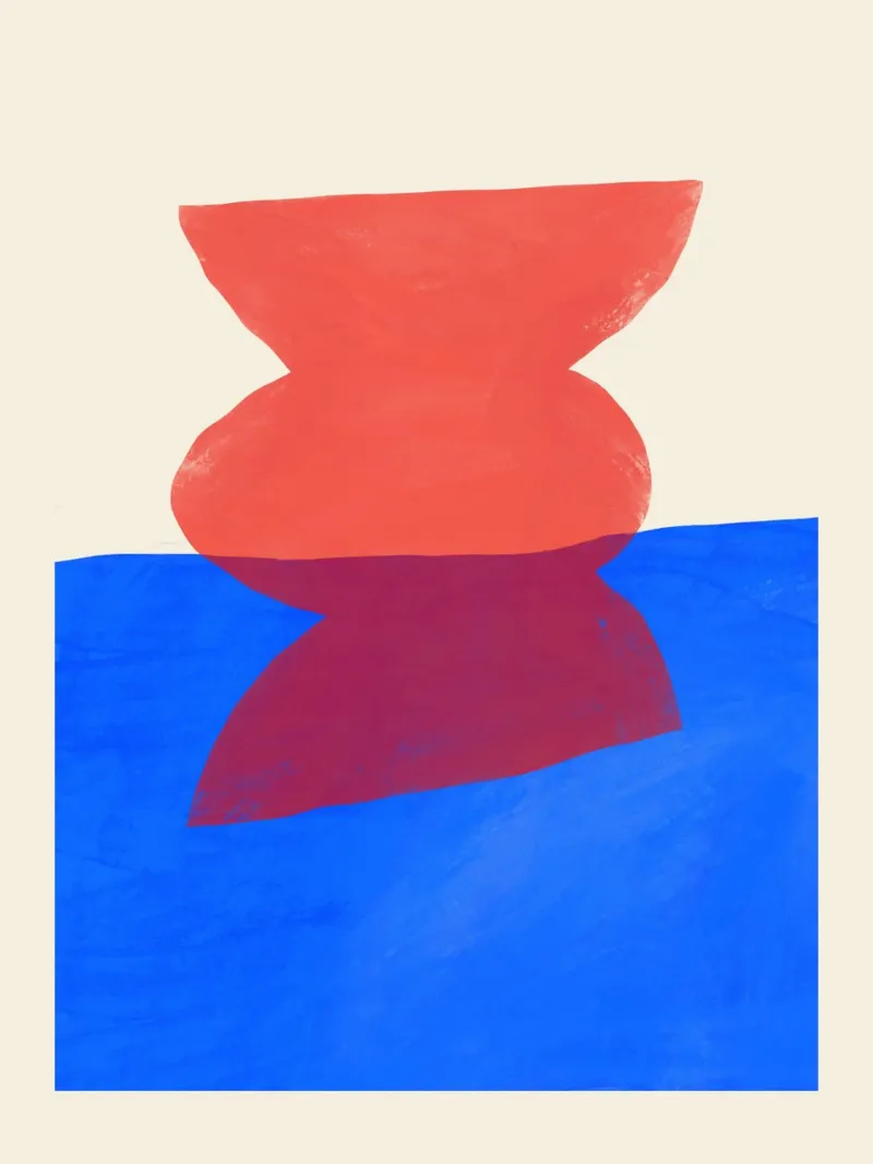 Forme astratte rosse e blu carta hahnemühle da Life of Pie