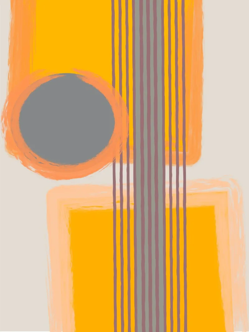 Abstract composition in yellow and gray Leinwand von MirimoART