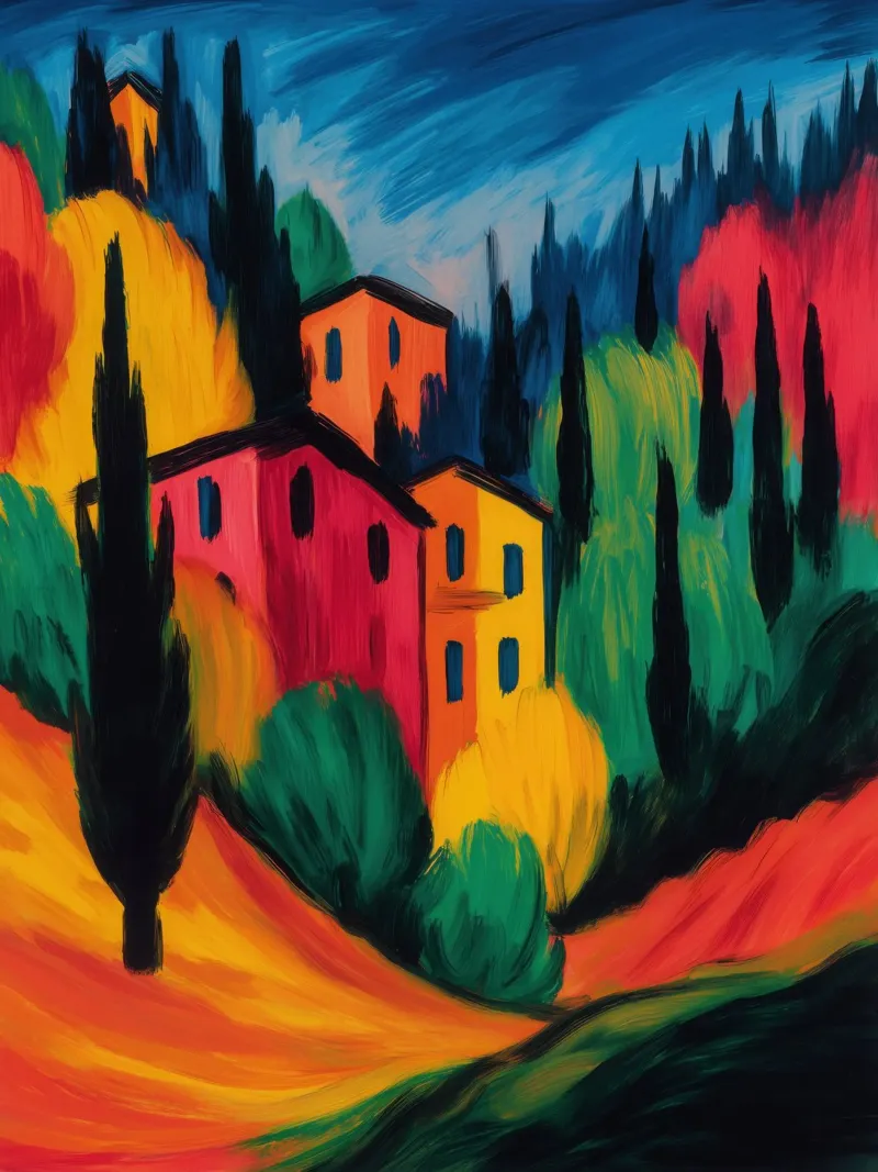 Toscana Autunno | Pittura di paesaggio espressionista carta hahnemühle da Autofocus