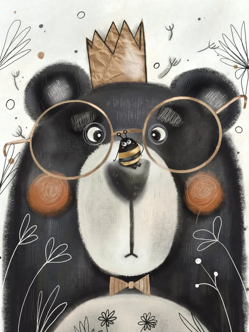 Nelli Suneli - L'ape e l'orso impertinente alluminio dibond da The Artcircle