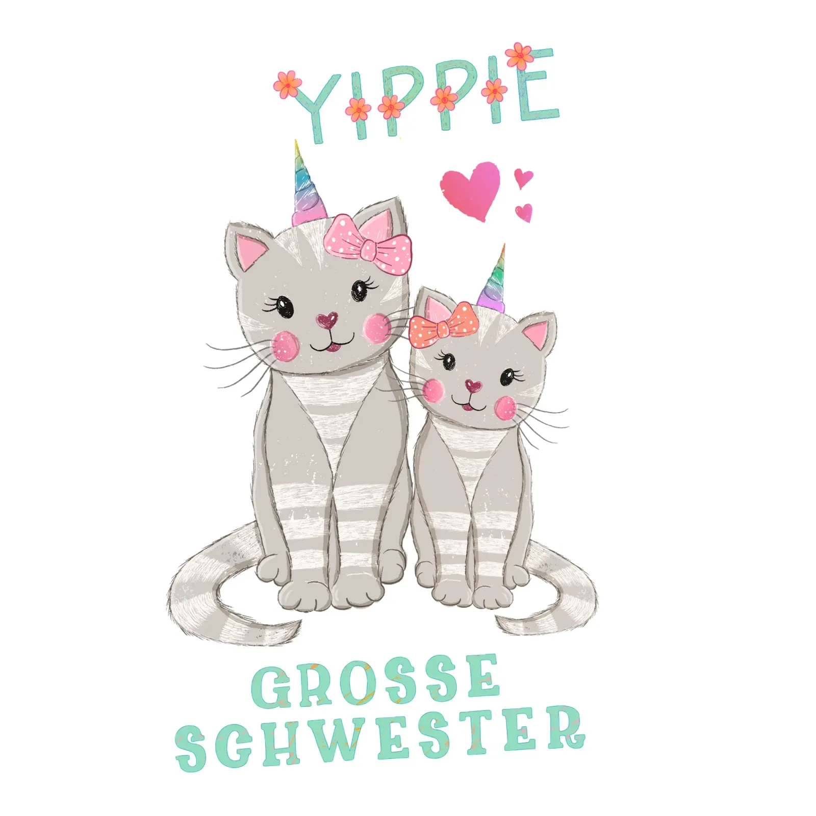 Gatti. Unicorno. Evviva, ora sono la sorella maggiore poster da CalliLetters