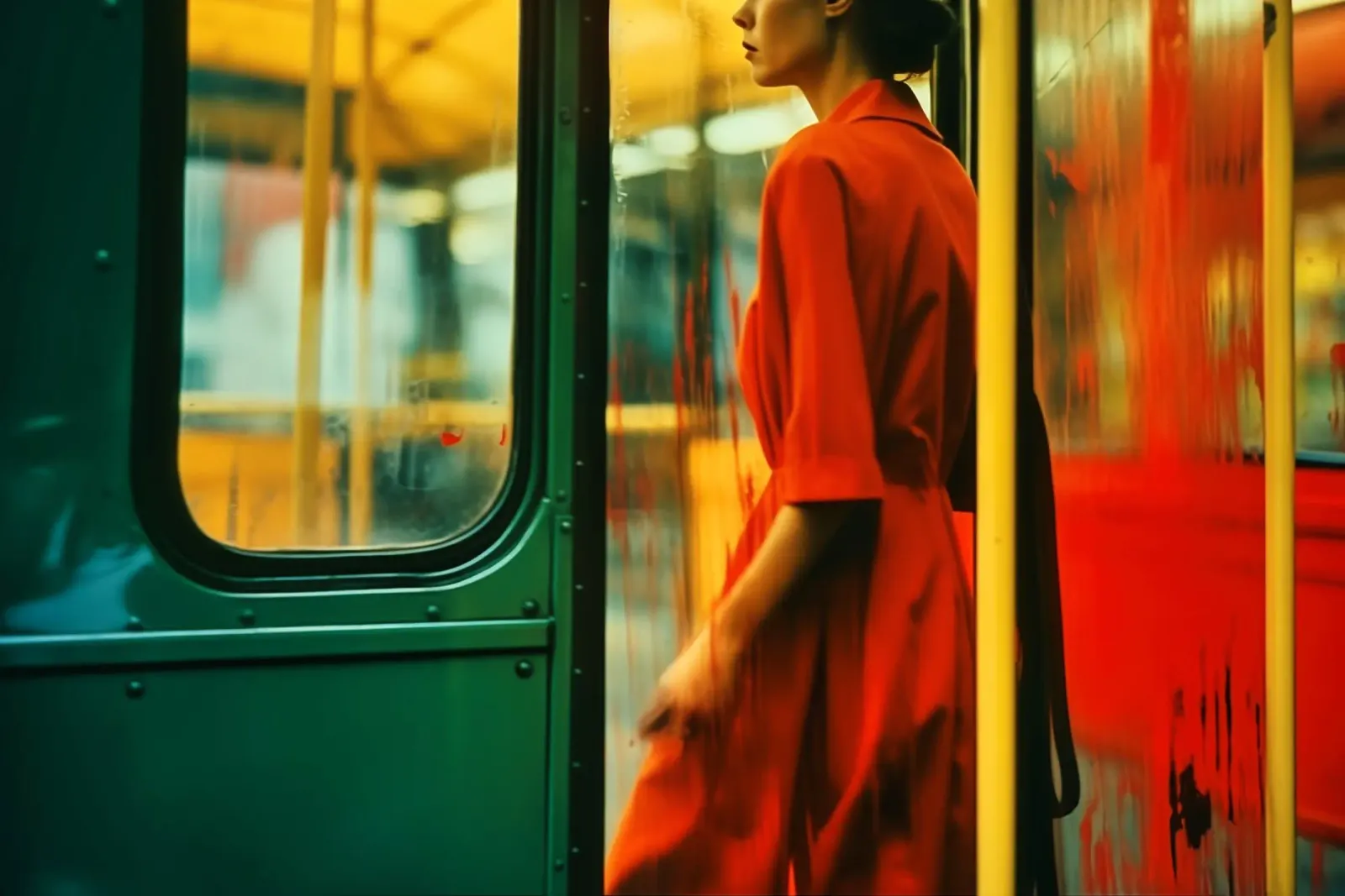 Treno notturno della metropolitana di New York Donna poster con telaio in plastica da Autofocus