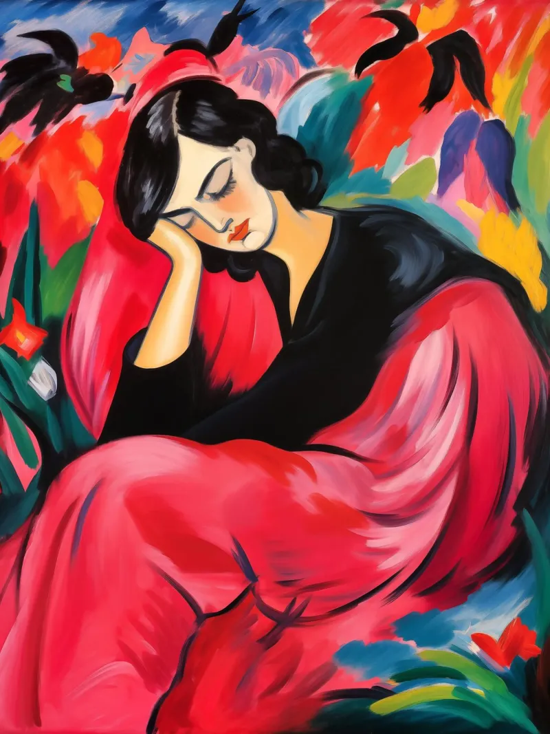 Zomerdagdroom | Geïnspireerd door Matisse en Kirchner canvas met Baklijst van Autofocus