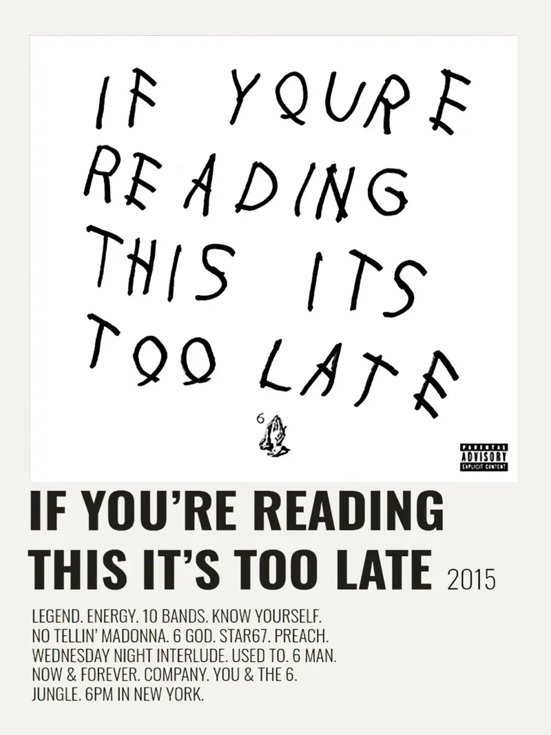 Drake If You're Reading This It's Too Late poster con telaio in legno da Roronoa7