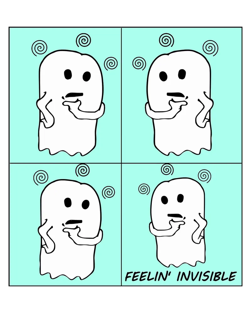 Fumetti fantasma invisibile e carino poster con telaio in alluminio da sillyindustries