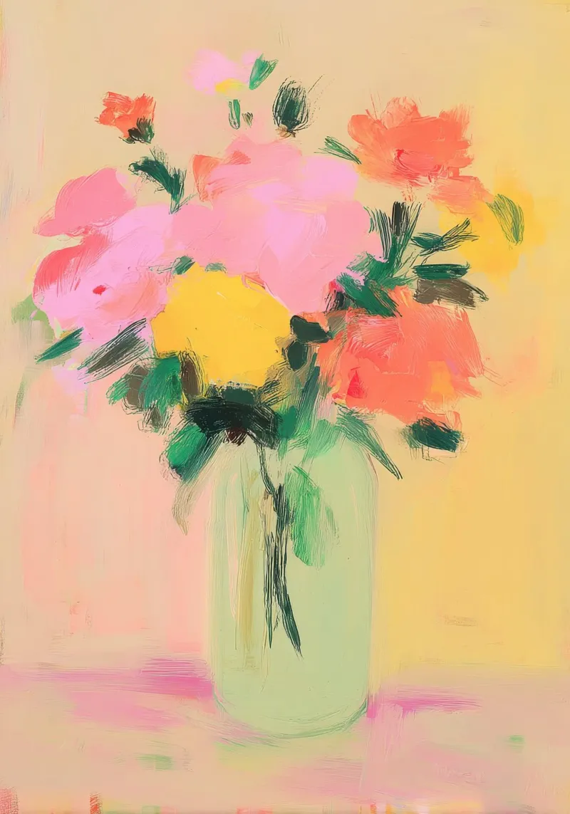Fiori colorati in un vaso verde chiaro poster da Bright Horizons