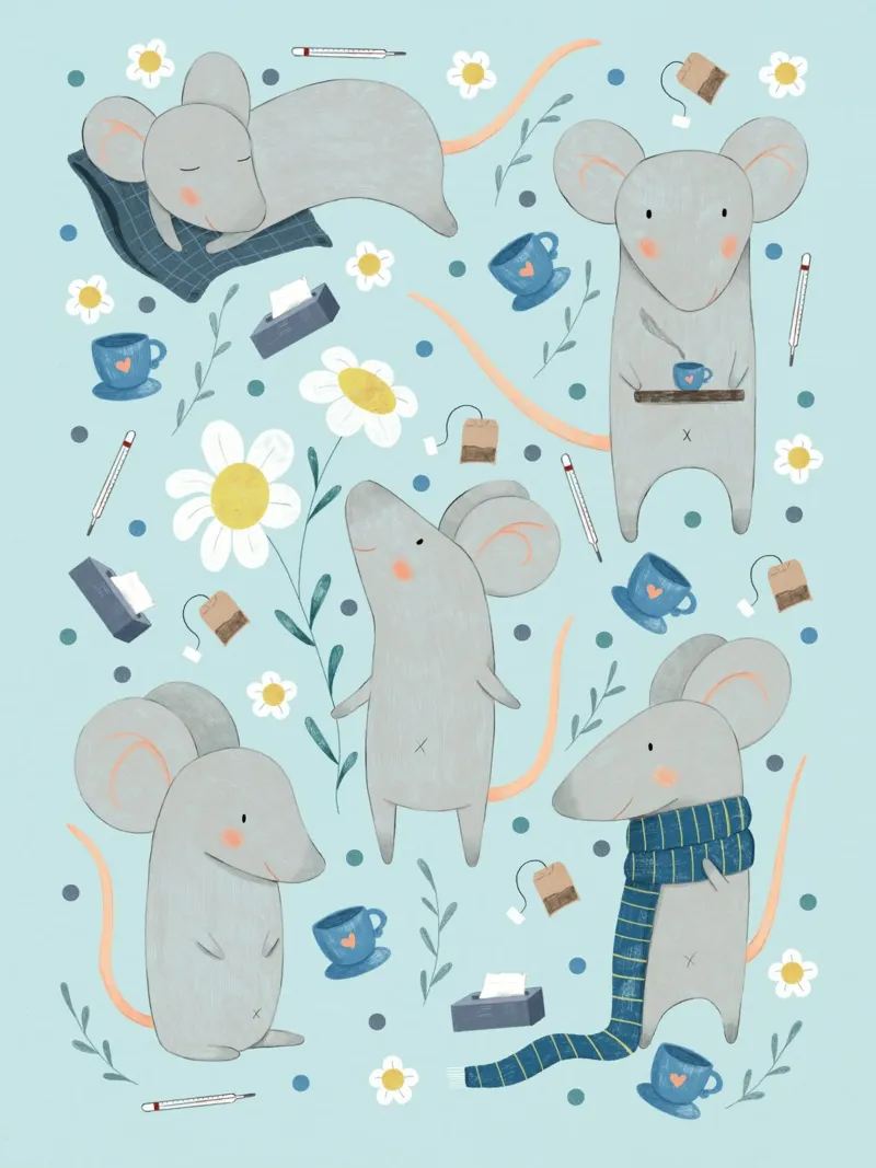 Judith Loske - Gute Besserung Mäuse poster con telaio in plastica da The Artcircle