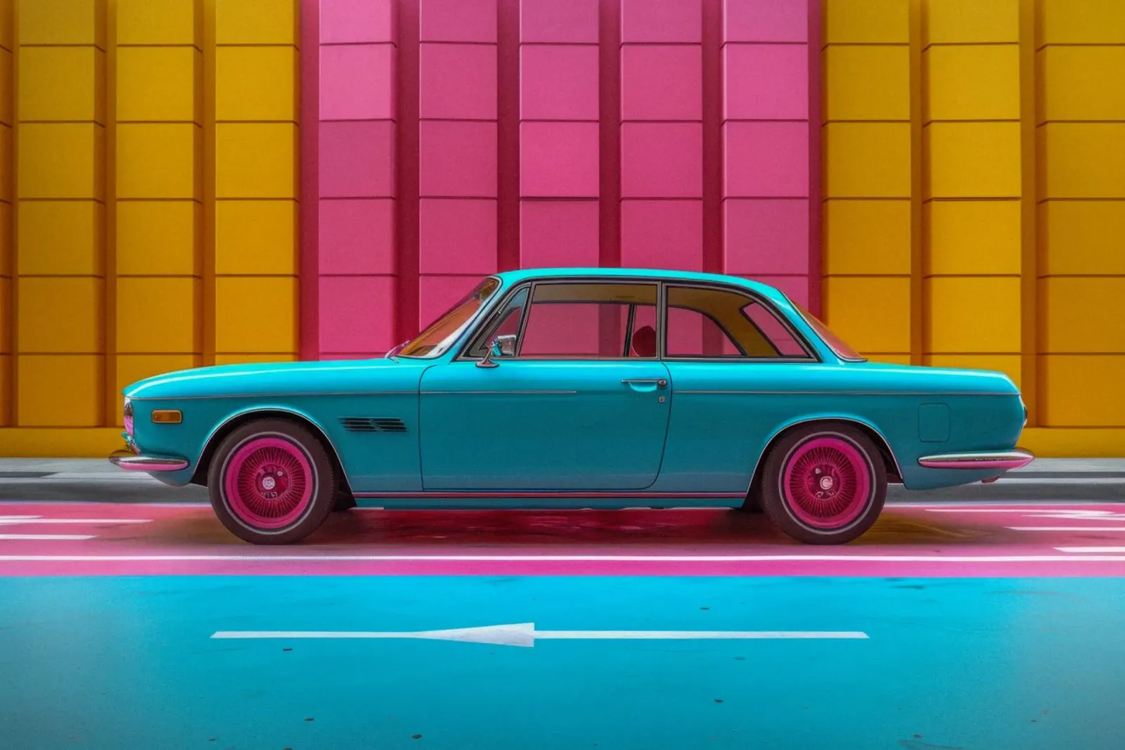 Pink car & wall metacrilato de Pink California | Affiches & Posters