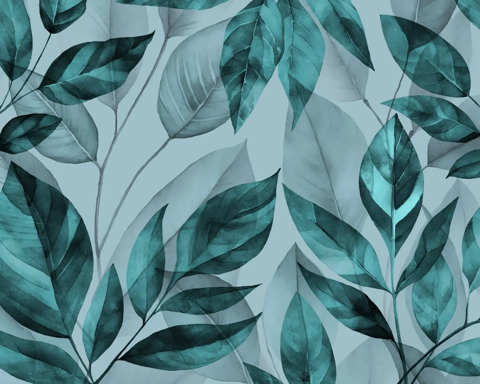 Foglie calme con tendenza al turchese poster con telaio in plastica da Andrea Haase Modern Home