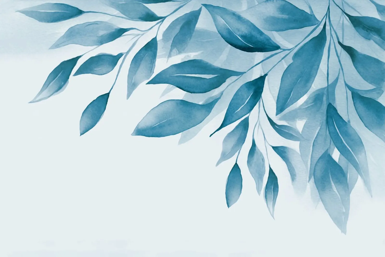 Ora blu Fogliame delicato poster con telaio in legno da Andrea Haase Modern Home