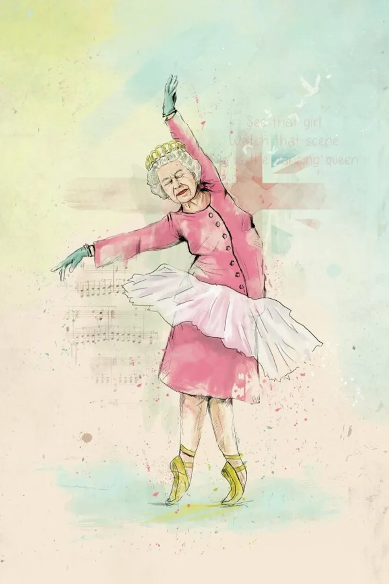 Dancing Queen poster con telaio in legno da Balazs Solti