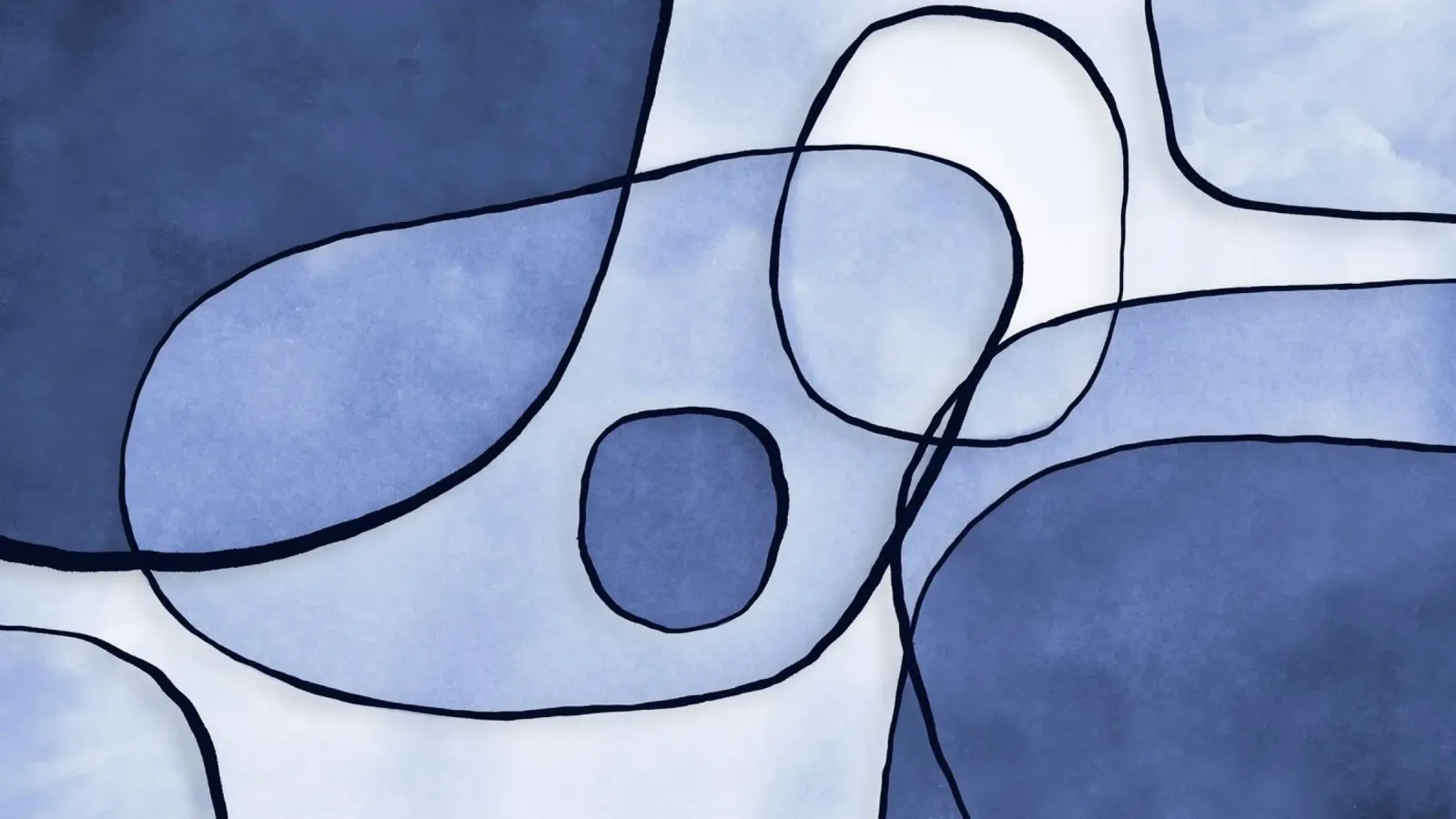 Abstract blauw II canvas met Baklijst van Andrea Haase Modern Home