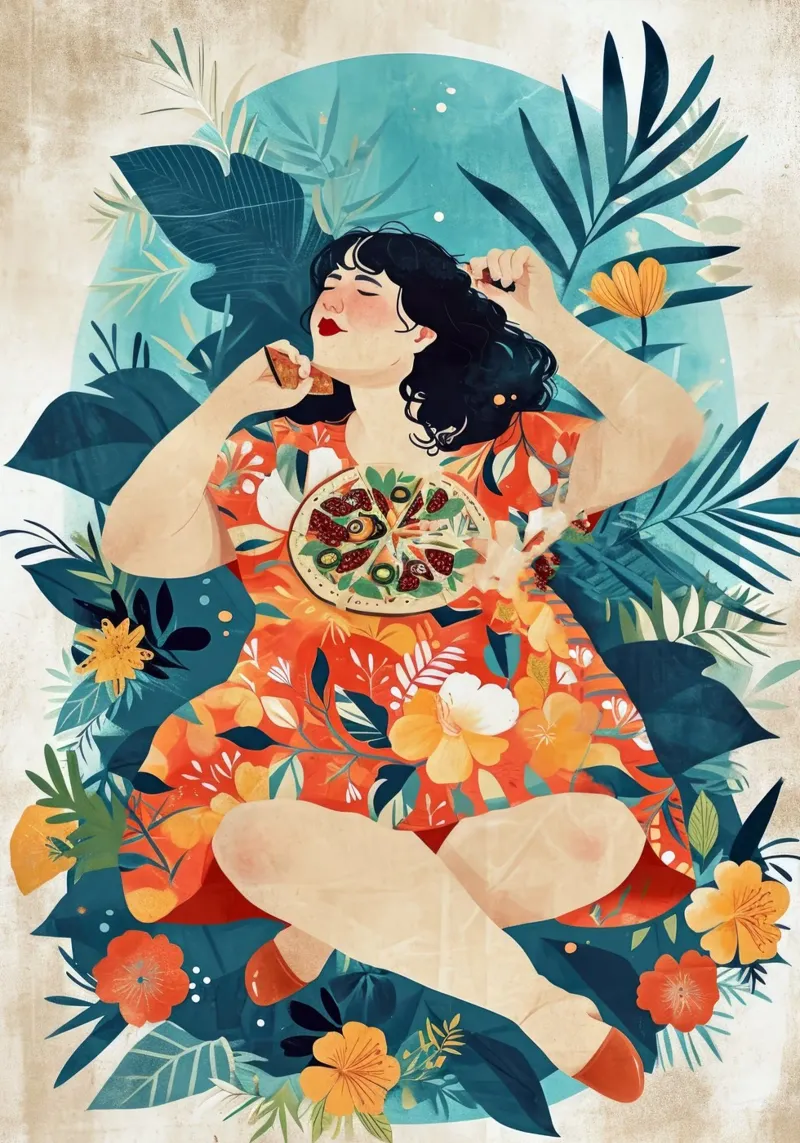 Illustrazione acquerello Pizza Time poster da Justyna Jaszke JBJart