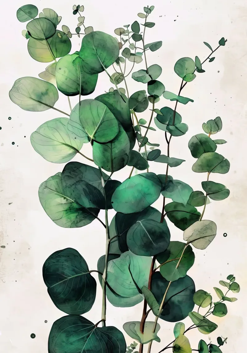Illustrazione di foglie di eucalipto poster con telaio in plastica da Justyna Jaszke JBJart