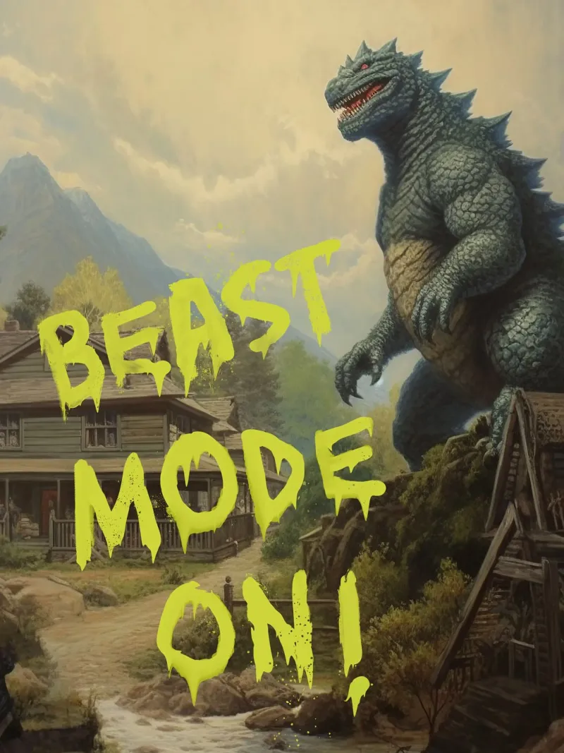Beast mode on poster con telaio in legno da Dikhotomy