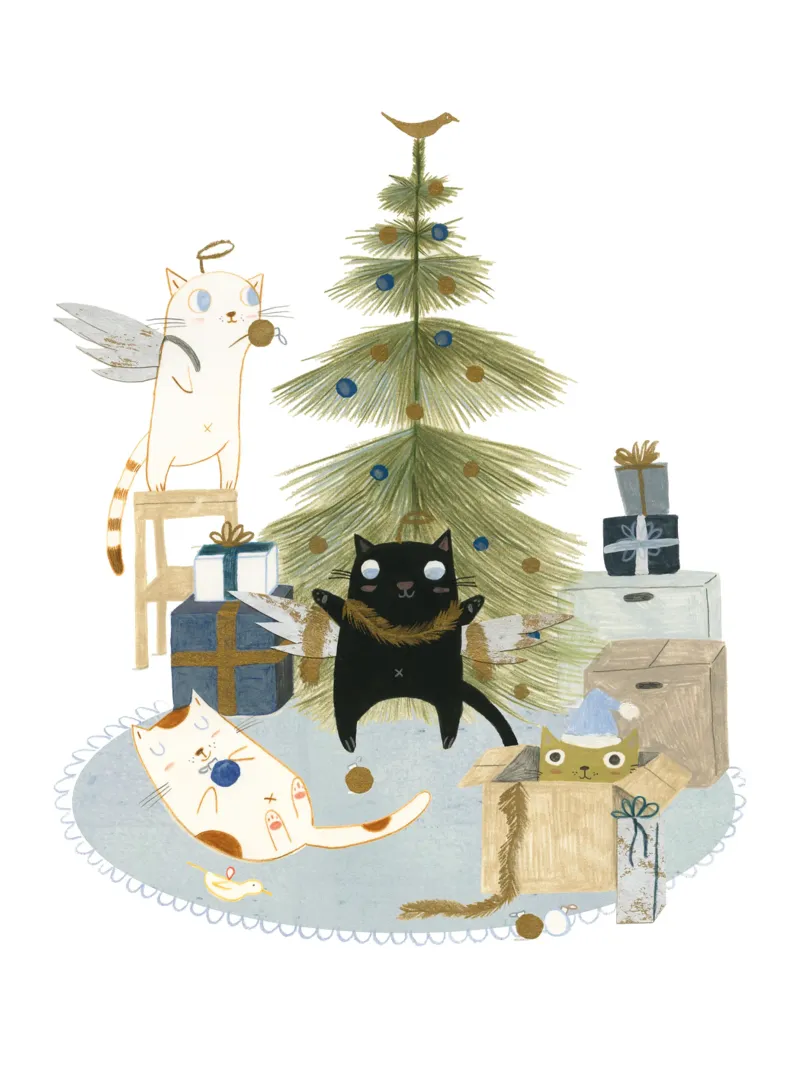 Judith Loske - Weihnachtsbaum schmücken tela con Cornice a cassetta da The Artcircle