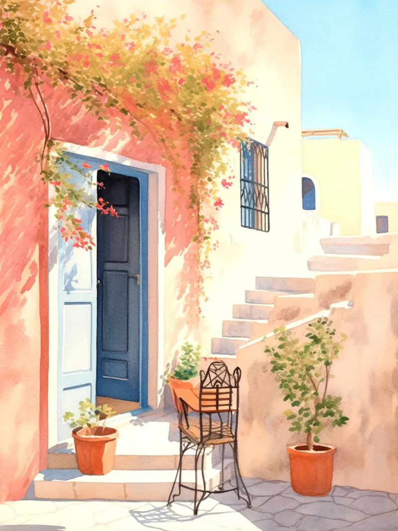 Mediterranean Patio hahnemühle de Artsy Bessy