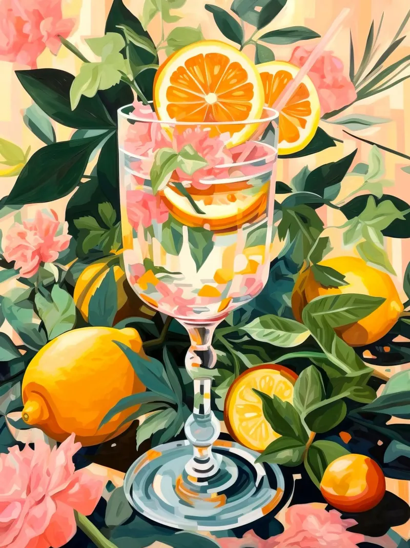 Oranges and Pink Roses carta hahnemühle da Artsy Bessy