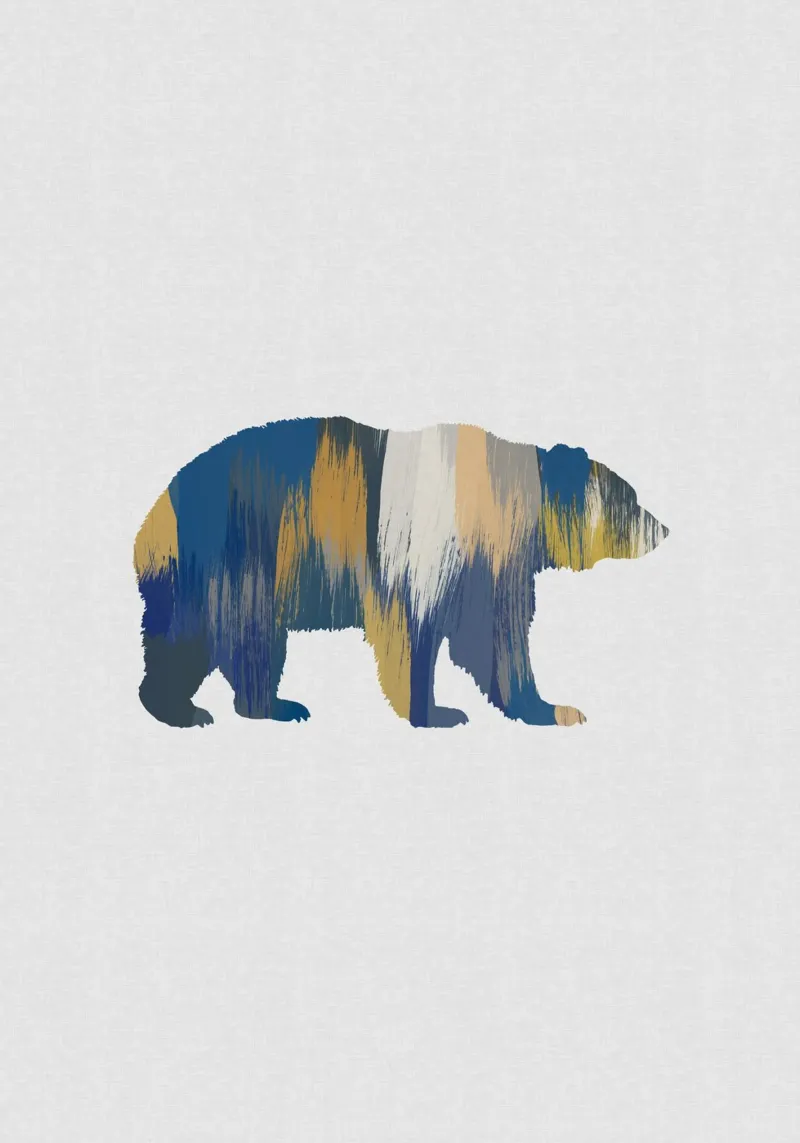 Orso blu e giallo pellicola backlit da Orara Studio