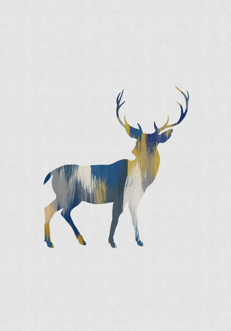 Cerf bleu et jaune hahnemühle de Orara Studio