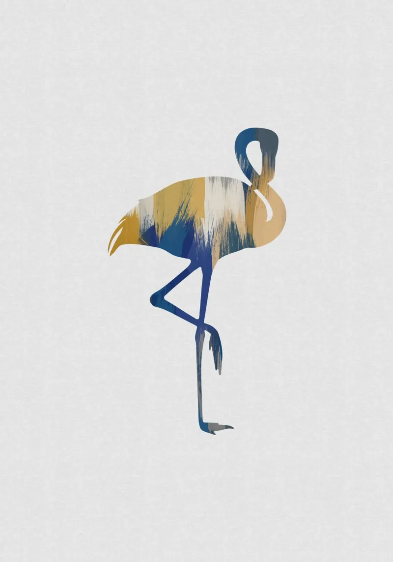 Flamant bleu et jaune hahnemühle de Orara Studio