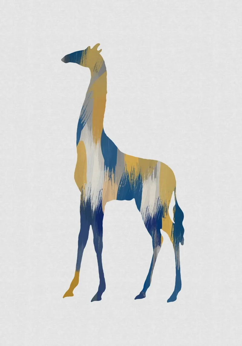 Girafe bleue et jaune hahnemühle de Orara Studio