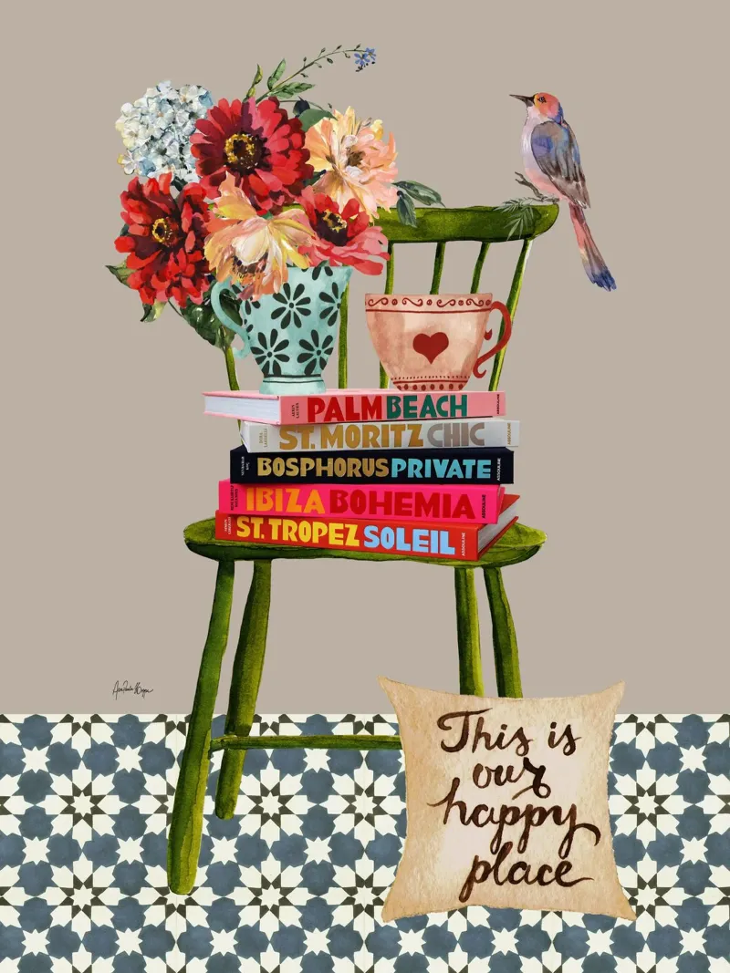 Happy Place poster con telaio in legno da Ana Paula Hoppe
