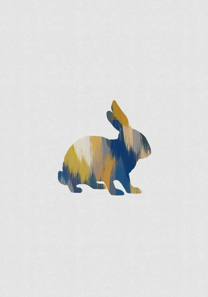Lapin bleu et jaune hahnemühle de Orara Studio