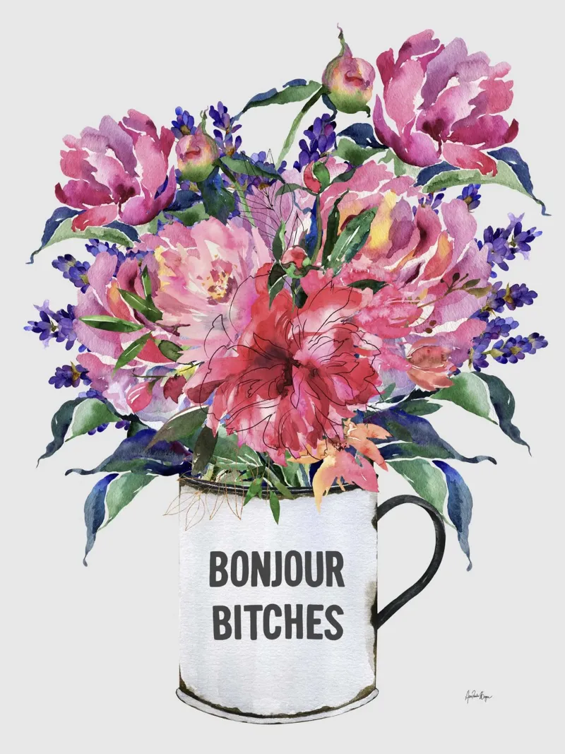 Bonjour, bitches! poster con telaio in alluminio da Ana Paula Hoppe