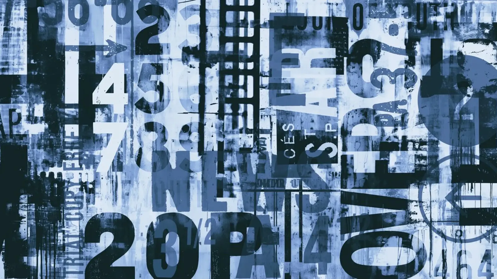 Grunge Typo Straatkunst Denim Blauw canvas met Baklijst van Andrea Haase Modern Home