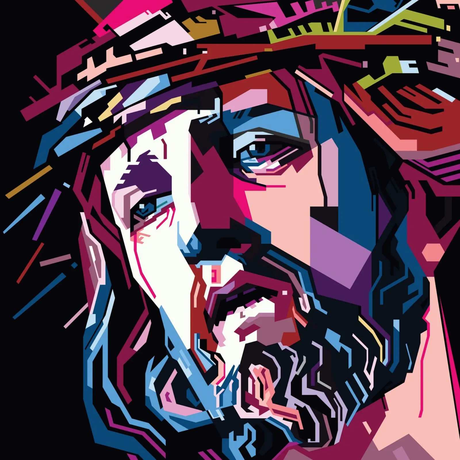 Jesus Christ Style WPAP pellicola backlit da SW Artwork